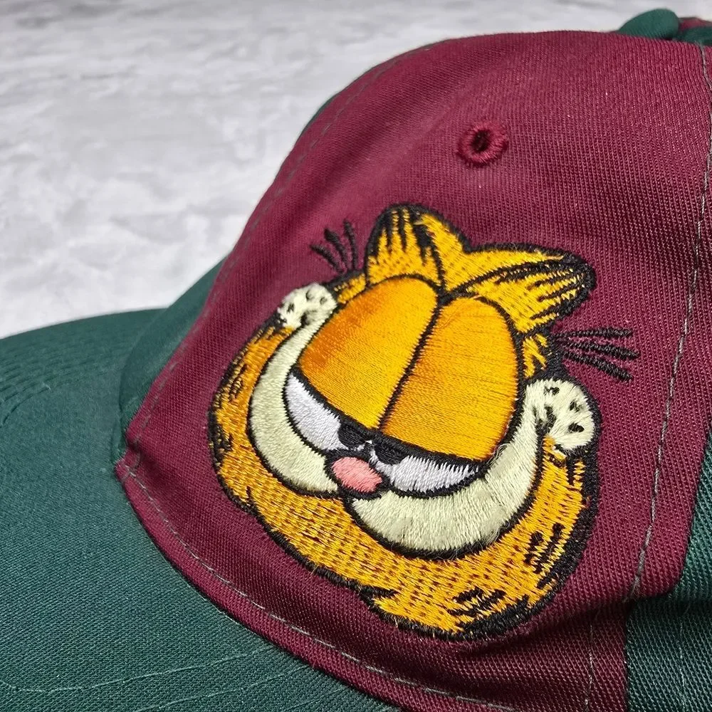Vintage 90s Garfield Snapback Hat Paws Fresh Caps Colorblock Embroidered VTG